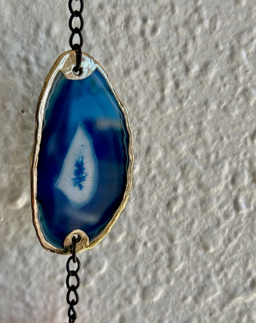 Blue Agate Crystal Hanging