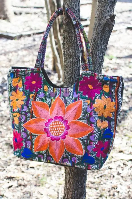 Embroidered Sunflower Purse